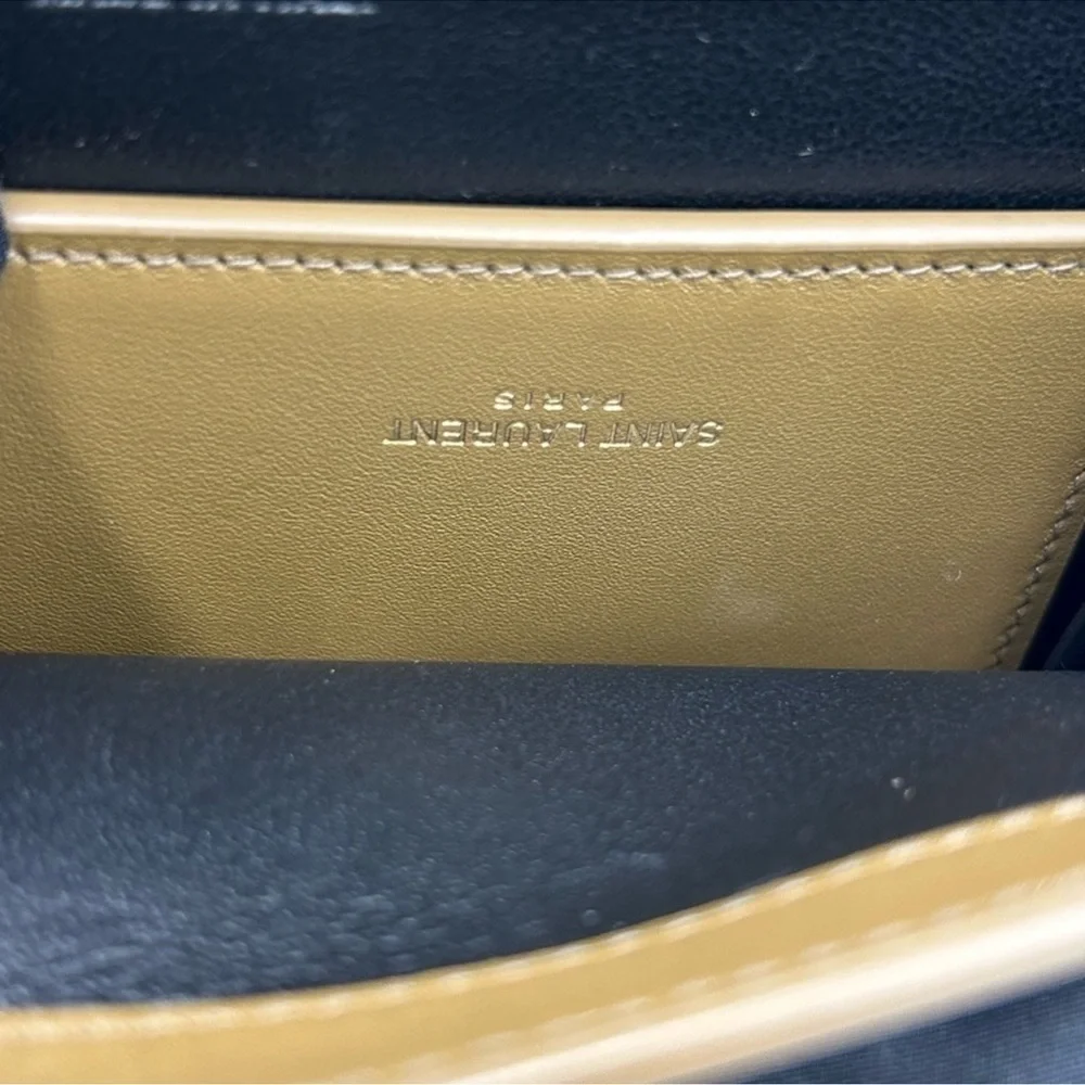 Saint Laurent YSL tan leather clutch/chain wallet made in Italy